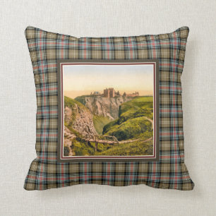 Coussin Château de Dunnottar vintage Clan Sutherland Tarta