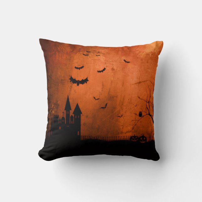 Coussin Château de nuit effrayant Halloween 🎃 (Recto)