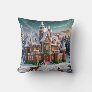 Coussin Château de pain d'épices de la forêt de Noël