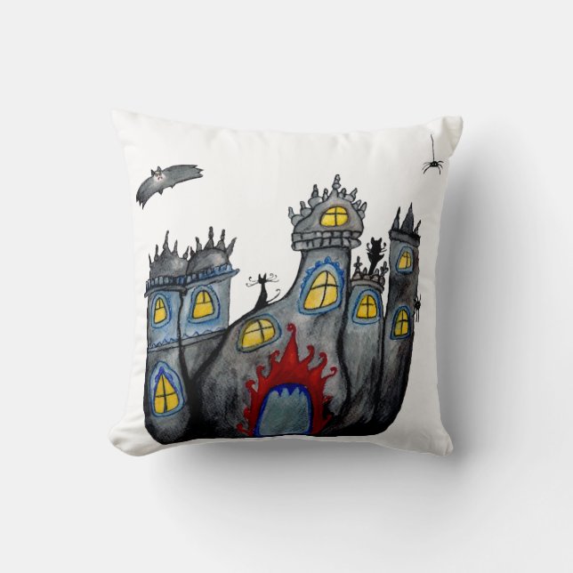 Coussin Château éffrayant halloween Art Throw Cushion (Recto)