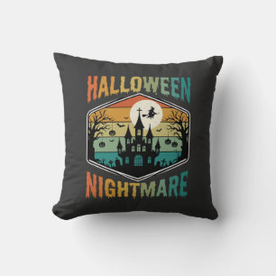 Coussin Château Hanté Cauchemar Halloween Vecteur Rétro