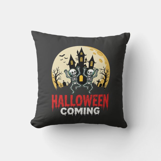Coussin Château hanté de squelettes dansants à l'approche  (Recto)