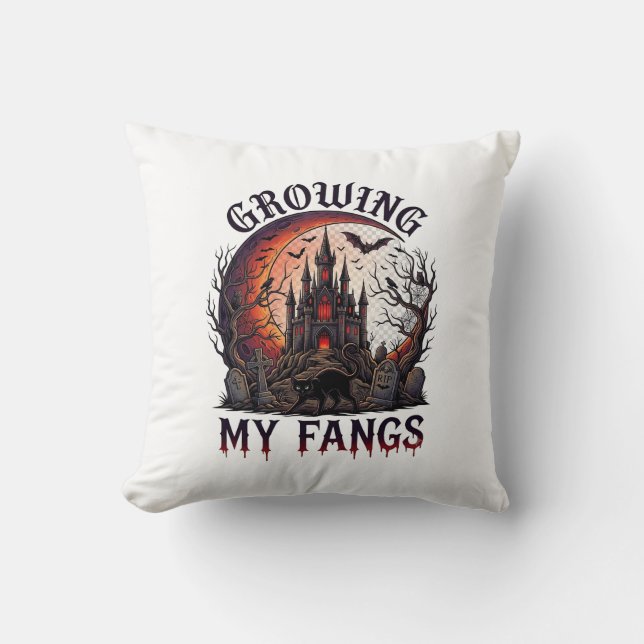 Coussin Château Hanté Halloween Crocs de Chat Noir M (Recto)