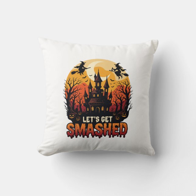 Coussin Château Hanté Halloween Sorcières Fous Faisons (Recto)