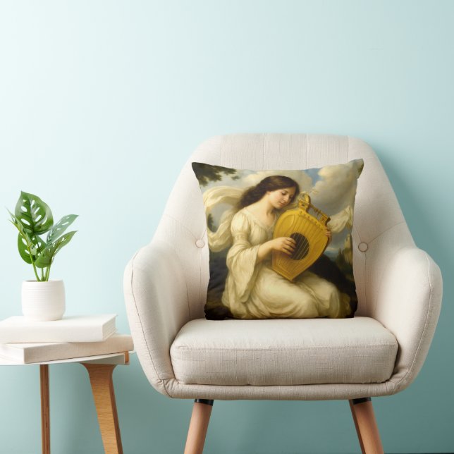 Coussin Château Médiéval Femme Avec Lyre (Chaise)