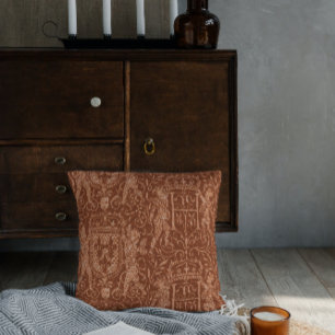 Coussin Château médiéval Heraldry Chic Rouge Brown