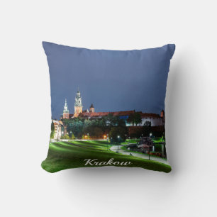 Coussin Château Wawel la nuit à Cracovie, Pologne
