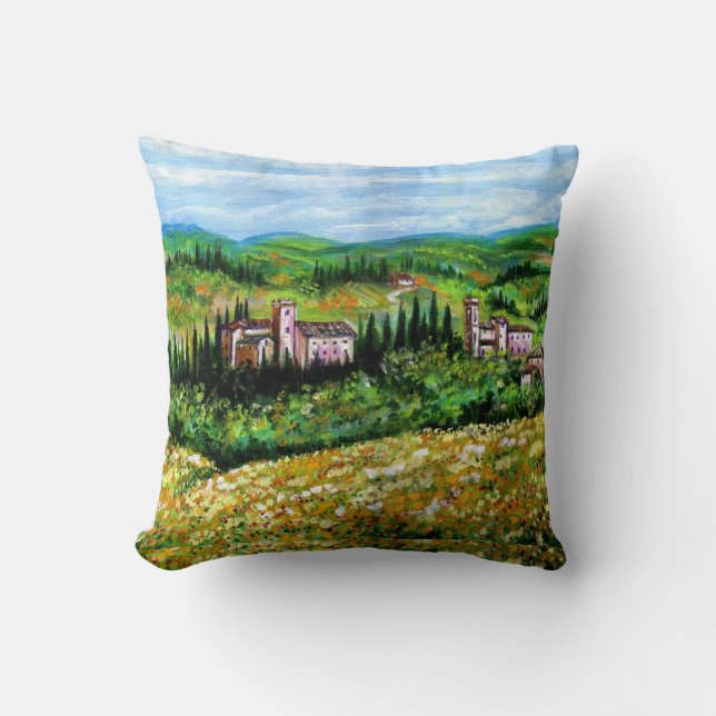 COUSSIN CHÂTEAUX EN CHIANTI PAYSAGE, CHAMPS DE FLEURS JAUN (Recto)