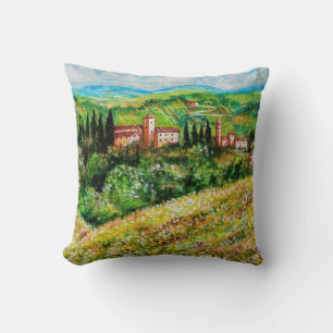 COUSSIN CHÂTEAUX EN CHIANTI PAYSAGE, CHAMPS DE FLEURS JAUN