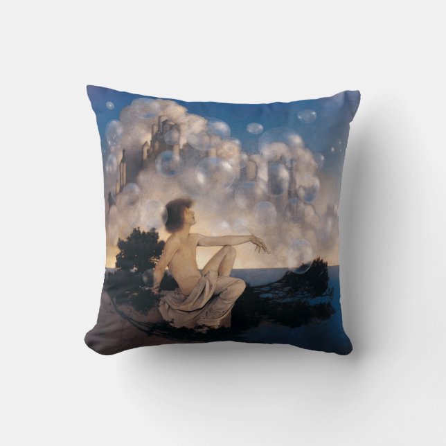 Coussin Châteaux en Espagne de Maxfield Parrish 1904 Fanta (Recto)