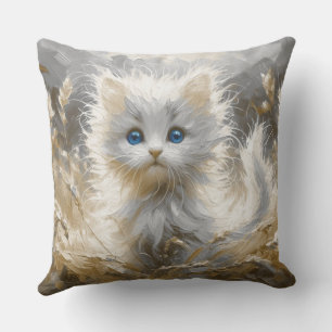 Coussin Chaton blanc précieux