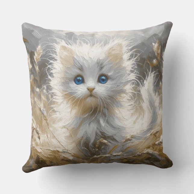 Coussin Chaton blanc précieux (Verso)