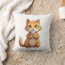 Chaton buvant du café
