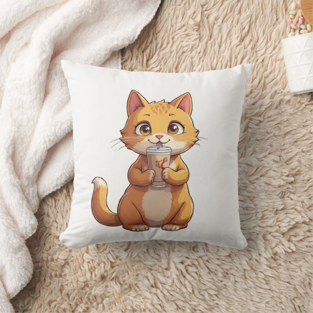 Coussin Chaton buvant du café (Couverture)