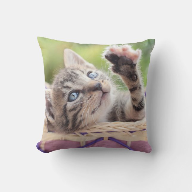 Coussin Chaton dans un panier (Recto)