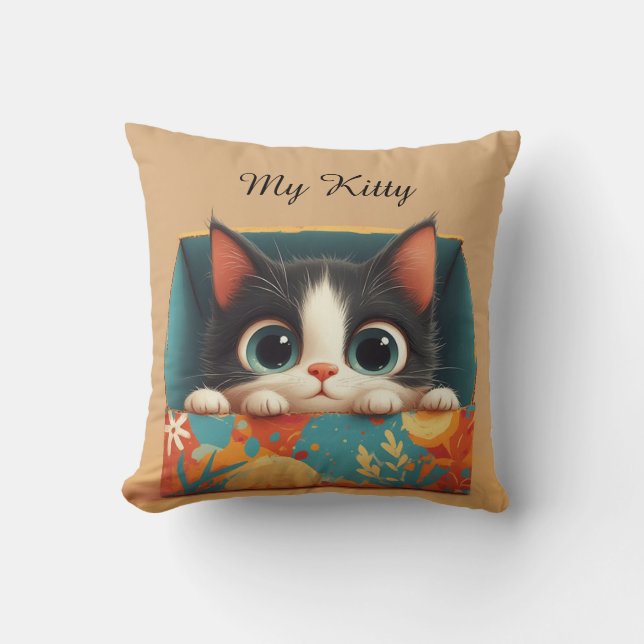 Coussin Chaton de dessin animé adorable avec de grands yeu (Recto)