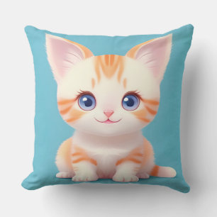 Coussin Chaton de dessin animé adorable avec des yeux bleu