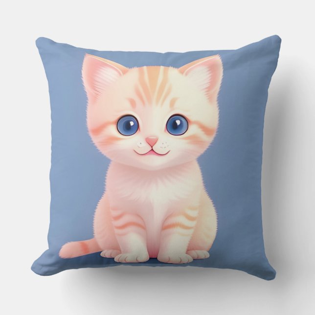 Coussin Chaton de dessin animé adorable avec des yeux bleu (Recto)