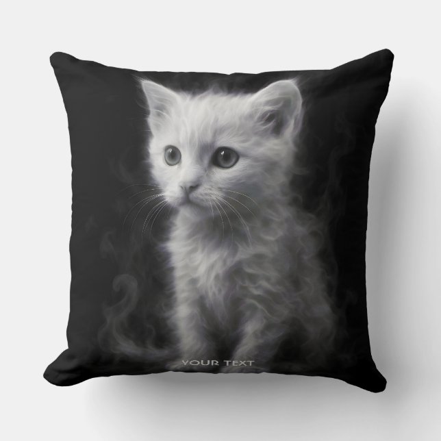 Coussin Chaton Fantastique Cute White Smoke (Recto)
