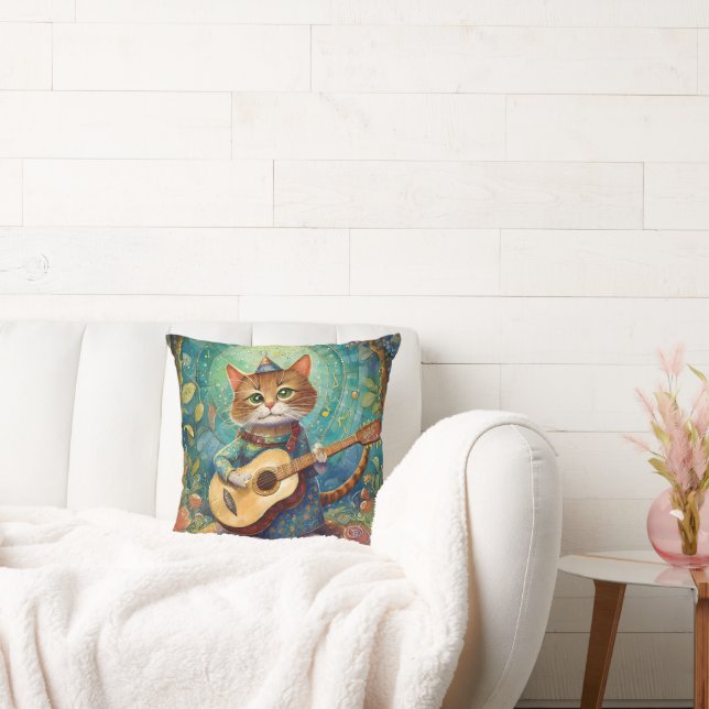 Coussin Chaton Jouant de la Guitare (Canapé)