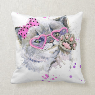 Coussin Chaton mignon d'aquarelle