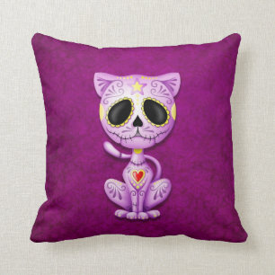 Coussin Chaton pourpre de sucre de zombi