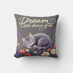 Coussin Chaton rêveur dans l'art de jardin de fleurs sauva