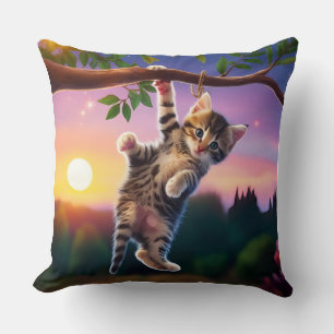 Coussin Chaton Sunset enchanté sur la branche