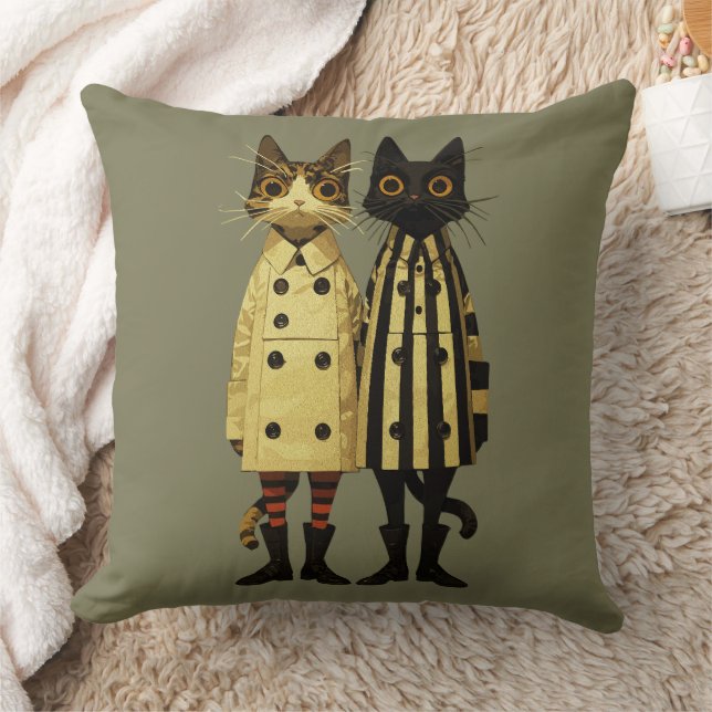 Coussin Chatons à la Mode – Chat Original en Manteaux et B (Couverture)