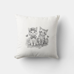 Coussin Chatons amis noir et blanc