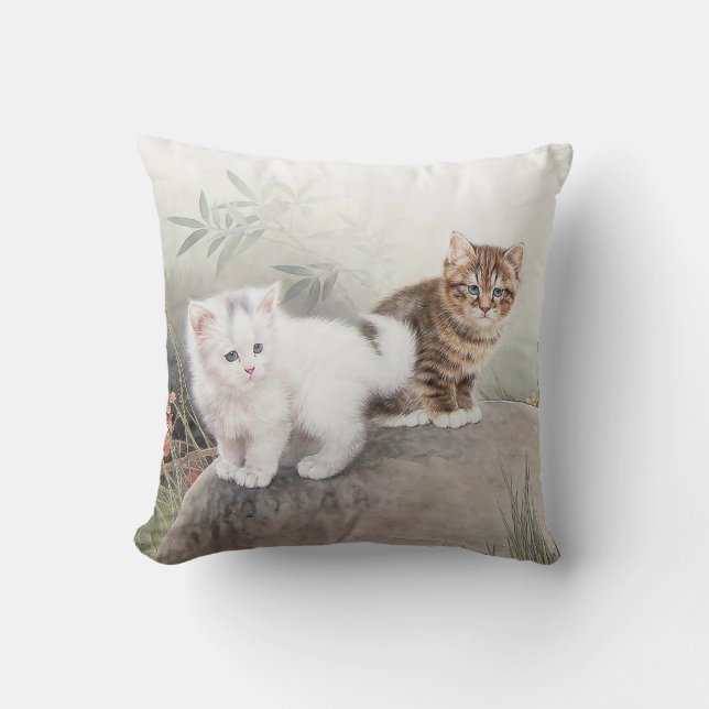 Coussin Chatons chinois de l'art deux de chat (Recto)