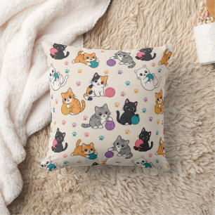 Coussin Chatons de dessin animé avec du fil