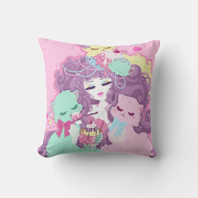 Coussin Chatons et crème glacée - Mlle Kika Pillow (Recto)