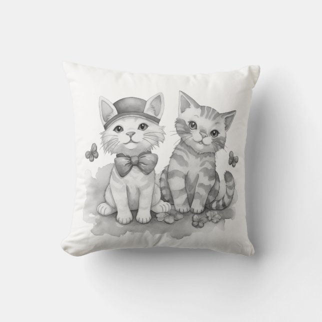 Coussin Chatons noirs et blancs (Recto)