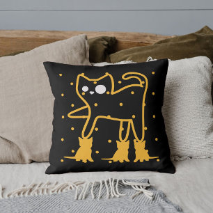 Coussin Chats amusants Cute Gold Noir Personnalisé