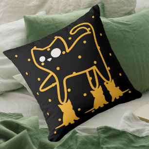 Coussin Chats amusants Cute Gold Noir Personnalisé