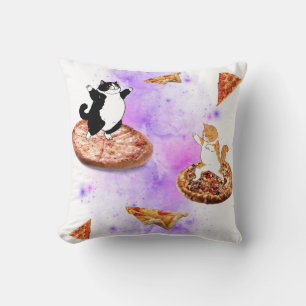Coussin Chats amusants faisant de la pizza dans l'espace