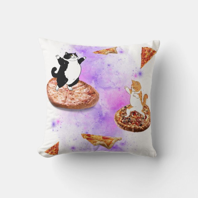 Coussin Chats amusants faisant de la pizza dans l'espace (Recto)