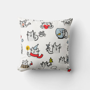 Coussin Chats amusants, lait et magie.