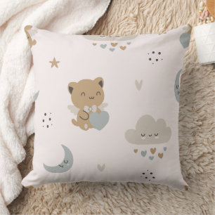 Coussin Chats anges Kawaii et nuages (2)