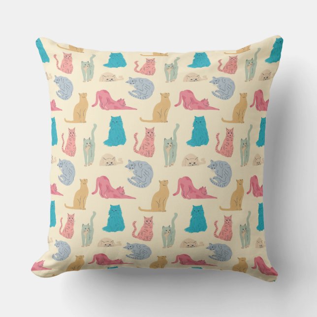 Coussin Chats au pastel (Recto)