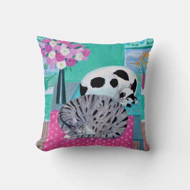 Coussin Chats au printemps (Recto)