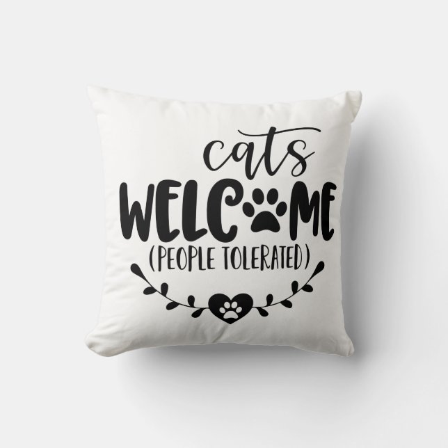 Coussin Chats Bienvenue Personnes Tolérées (Recto)