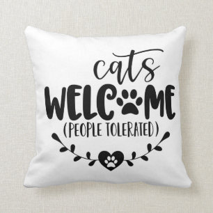 Coussin Chats Bienvenue Personnes Tolérées