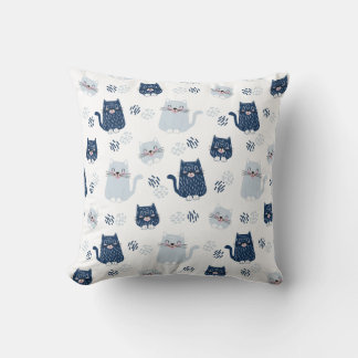 Coussin Chats Bleus