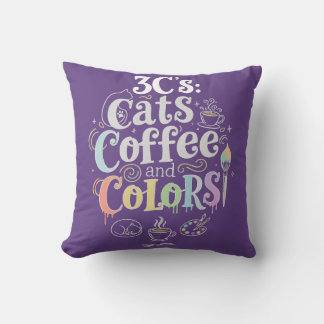 Coussin Chats Café et Couleurs