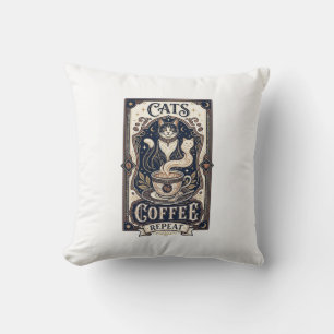 Coussin Chats Café Répéter Chat Café Vintage Vector Art S