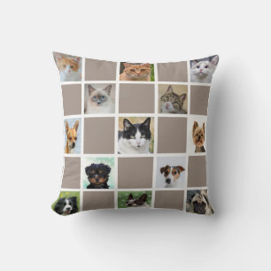 Coussin Chats & Chiens Photos personnalisées sur Beige