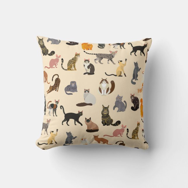 Coussin Chats colorés : Différentes races Motif (Recto)