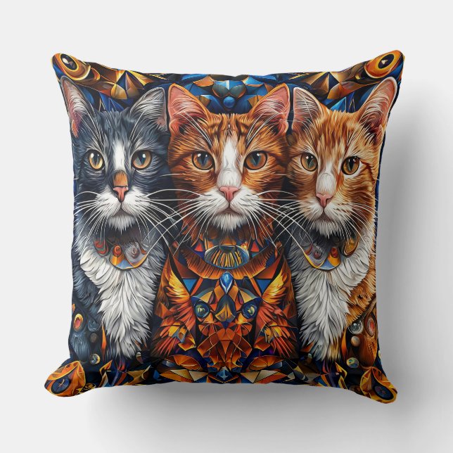 Coussin Chats colorés mignons (Recto)